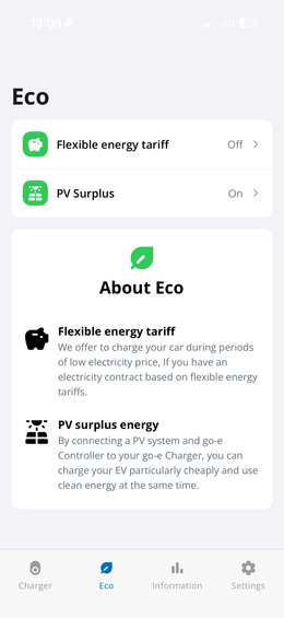 Eco režim umožňuje využ&iacute;vat přebytky z fotovoltaiky nebo flexibiln&iacute; energetick&eacute; tarify.